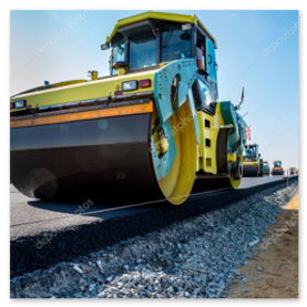 Vibrofinitrice per asfaltature in cantiere